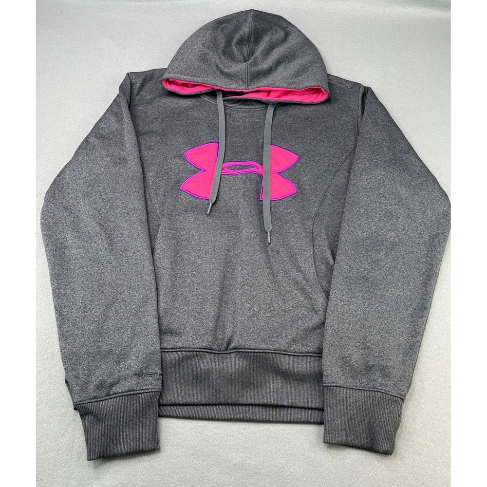 Under Armour ColdGear Hoodie Women's Medium Gray Fleece Lined Pullover